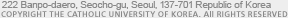 COPYRIGHT THE CATHOLIC UNIVERSITY OF KOREA, All RIGHTS RESERVED